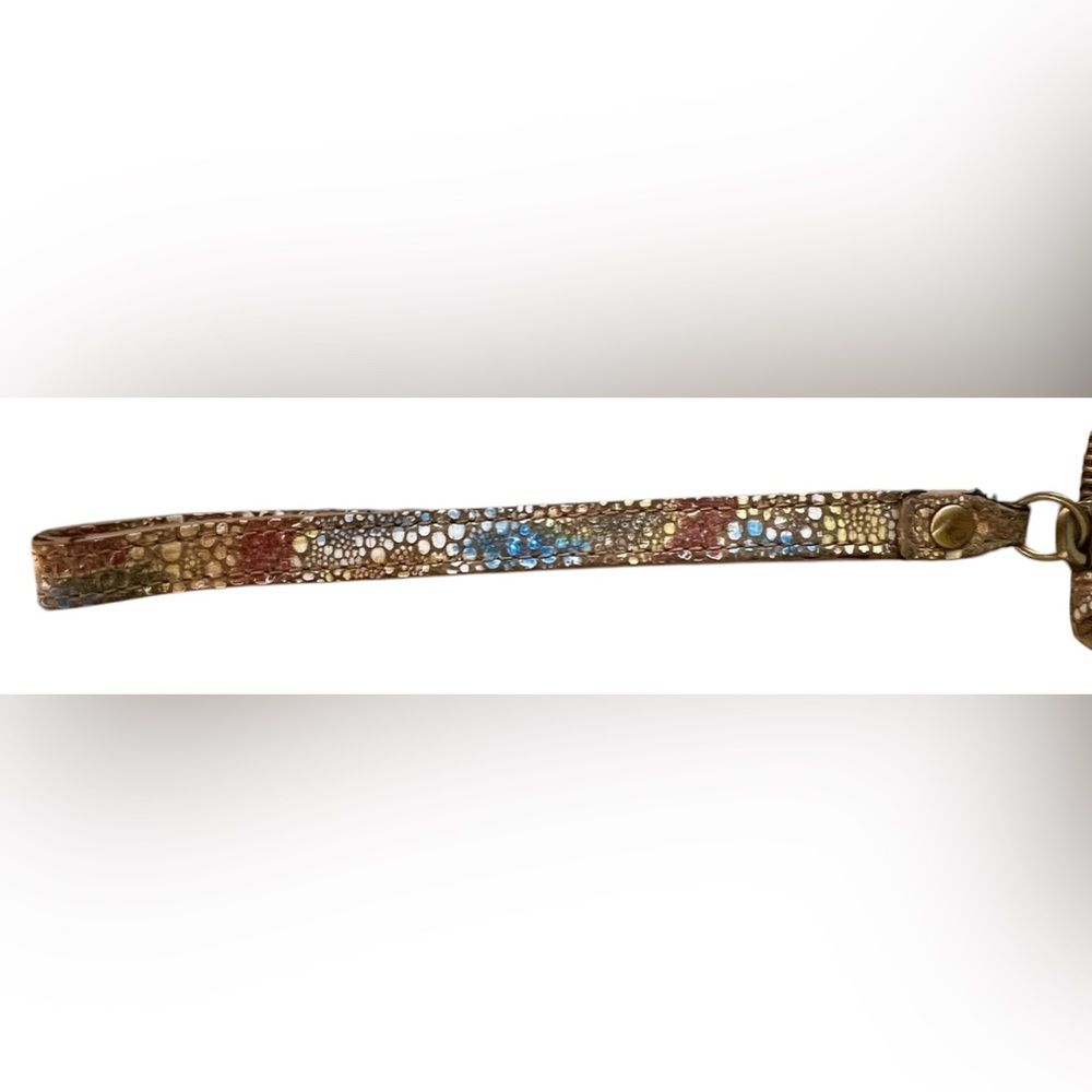 HOBO King Genuine Leather Phone Wallet Wristlet Ikat snakeskin pattern Teal - Picture 11 of 11